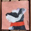 miss wood for the trees, jdwoof, miniature schnauzer painted on pink clay background