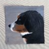 miss wood for the trees, jdwoof, painting of bernese mountain dog on stone grey background