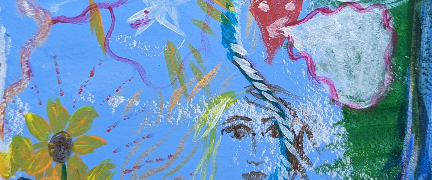 painting from conversation between hannah williams and jo wood aka jdwoof in applecart arts